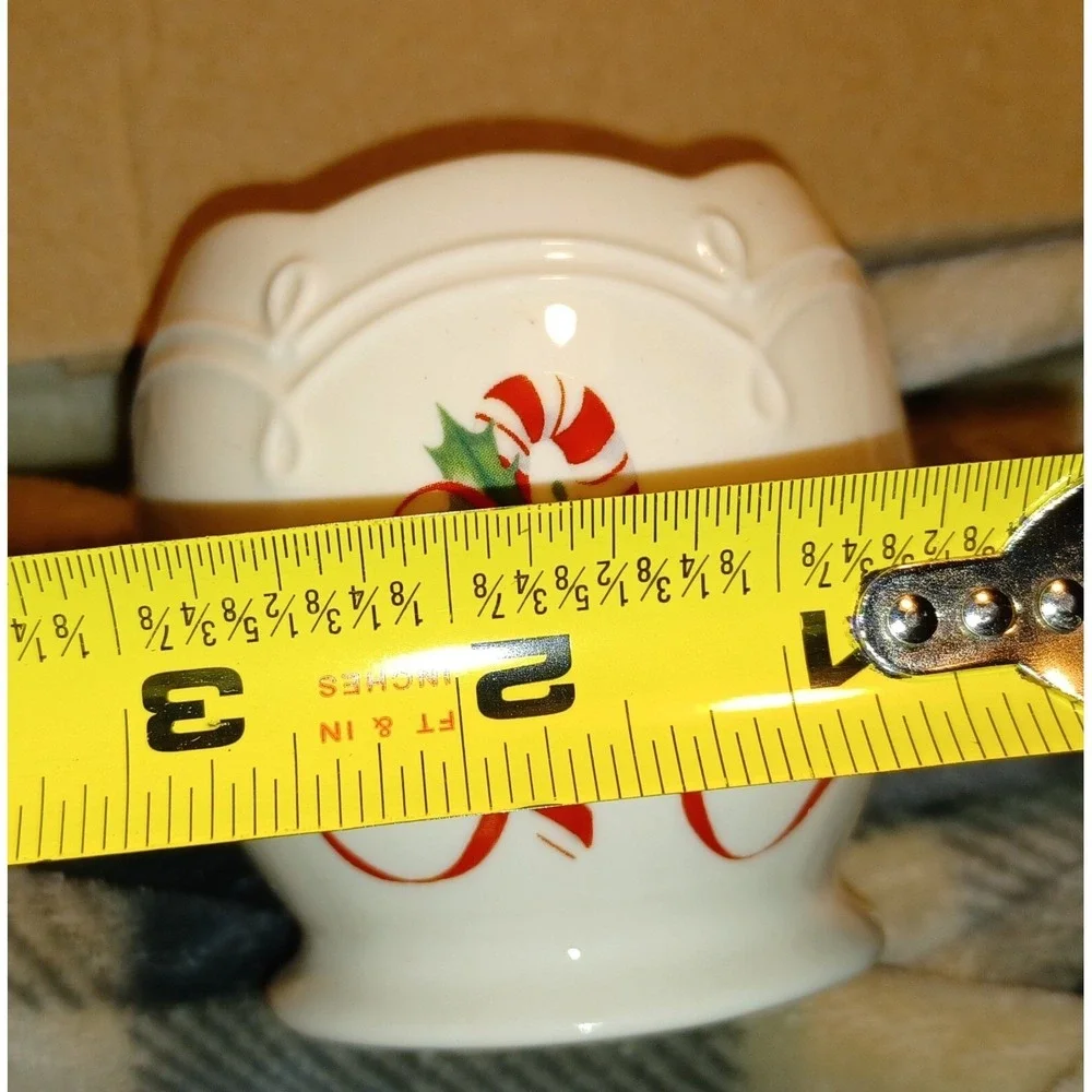 Lenox Holiday Candy Cane Votive Candle Holder Set 3 Ivory‎ Gold Trim Fine China